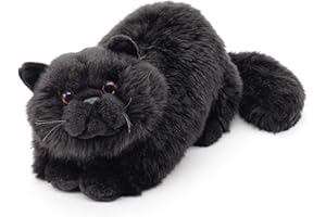 Uni-Toys - Gatto persiano, nero, sdraiato – 31 cm (lunghezza) – gatto di peluche – peluche