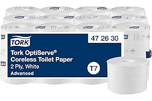 Tork OptiServe Coreless Toilet Paper White T7, Advanced, 2 Ply, 24 x 820 Sheets, 472630
