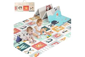 Beauenty Baby Play Mat, 180*150*1.5CM Extra Large Waterproof Activity,Thicker Reversible Foldable Baby Play Mat,Double-Sided Design for Indoor & Outdoor,for Babies,Toddlers,(A) (180*150*1.5cm)
