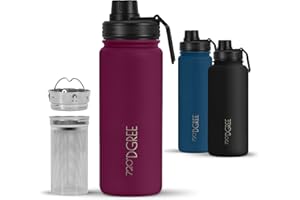 720°DGREE Vaccum izolowana butelka na wodę + zaparzacz "noLimit" - 530 ml - szczelna, bez BPA, termiczna butelka ze stali nierdzewnej - napoje gazowane, sport, szkoła, podróże, wędrówki, na świeżym