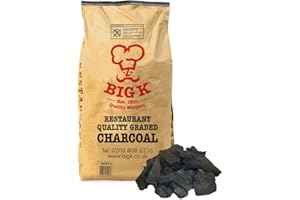 ORGA ECO-FRIENDLY Biig K Dura Restaurant Grade Charcoal, 15kg Bag 100% Natural White Quebracho Lumpwood Charcoal, Long lasting, Easy to light, and burns with no smoke, ‎16 x 45 x 77 cm