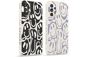 Pnakqil Pack of 2 Mobile Phone Case for Samsung Galaxy A13 4G 6.6 Inches, Case Funny Twisted Smile Grimace Painted Pattern Cute Aesthetic Girls Silicone Protective Case Beautiful Camera Protection