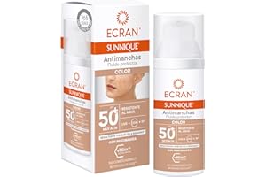 Ecran Sunnique - Fluido Protector Solar SPF 50+, con Color, Antimanchas, Protege de Quemaduras, Corrige Imperfecciones, Unifica el Tono de la Piel, Fórmula con VitEox 80 - 50 ml