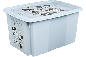 keeeper Micky Maus Aufbewahrungsbox mit Deckel, Dreh- und stapelbar, Für Kinder, 45 l, Karolina, Cloudy Blue