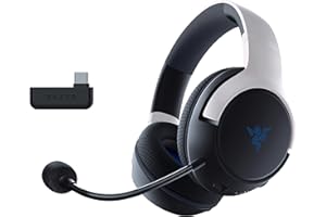 Razer Kaira per Playstation - Doppia Cuffia Wireless per PlayStation 5 - Driver TriForce da 50mm - Microfono Cardioide HyperClear - SmartSwitch - Schiuma di Memoria FlowKnit, Nero-Bianco
