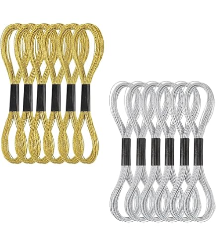 Matériel Artisanat DIY Fils à Broder Métalliques 24 Écheveaux - Or Et Argent Pour Broderie 24 Pelotes