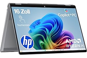 ‎HP HP OmniBook X Flip 2in1 Next Gen AI Laptop | AMD Ryzen AI 5 340 (6C) | dedizierte NPU für KI | 50 NPU Tops | Copilot+ PC | 16" WUXGA 1920x1200 Touchscreen | 16GB | 512GB SSD | Win11 | QWERTZ | Silber