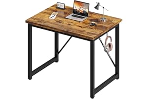 Devoko Computer Desk 80 x 50 x 75 cm, Home Office, Study Writing Desks Small Desks for Small Spaces, Laptop Table for Home Workstations, Industrial Design Black Desk Metal Frame, Rustic Brown