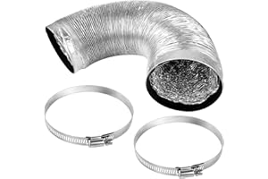 DASYUSUO 3m Tubo Flexible de Aluminio Diámetro 10cm, Resistencia al Calor Tubo de Manguera de Ventilación con Abrazaderas, Conducto de Extractor Flexible para Campana Extractora, Ventilador,Secadora
