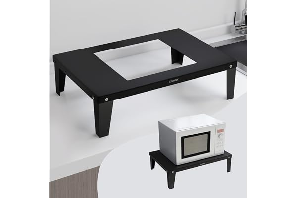 Plantex Metal Oven Stand/Microwave Stand for Kitchen Platform/Easy to Screw-Fit & Assemble OTG Rack/Kitchen Storage Shelf Metal (Black)