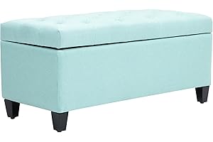 ‎HOMCOM HOMCOM Sitzbank mit Stauraum Polsterbank mit Leinenoptik, Sitztruhe mit Holzbeine, Truhenbank für Wohnzimmer Schlafzimmer Flur 100 x 40 x 44 cm Grün