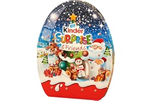 Kinder Surprise & Friends - Calendario Avvento 2025, 29 Cioccolatini Assortiti con Cioccolato al Latte Kinder,Senza Glutine,con Speciale Videomessaggio da Babbo Natale,Idea Regalo,Confezione da 370 gr