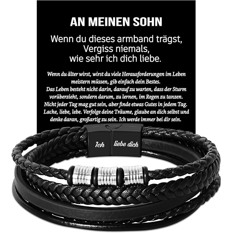 Lederarmband Für Herren Mit Gravur 'Ich Liebe Dich' – 21,5 Cm, Magnetischer Verschluss, Geschenk Für Papa, Ehemann, Sohn