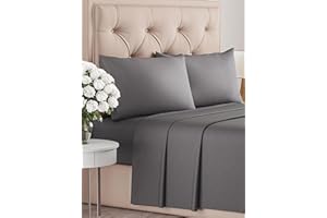 CGK UNLIMITED Set lenzuola matrimoniali king size 4 pezzi 180x200cm - morbida microfibra spazzolata, traspirante e certificata OEKO-TEX - lenzuolo con angoli, lenzuolo piatto 270x290 e 2 federe 50x80 - Grigio scuro