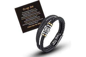 LAXPICOL Gift To My Son/Grandson/Husband mens bracelets,Mens leather bracelet boys bracelets With Stainless Steel Magnetic Clasp,Braided Leather Bracelet Birthday Gift For Men