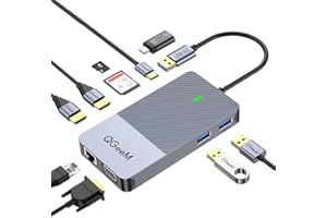 QGEEM MAKE CONNECTIONS Docking Station, QGeeM USB C Hub 3.0 to Dual HDMI VGA Adapter,Triple Display for Dual Monitor Compatible with MacBook,DELL,HP,ThinkPad, and All USB C Dock Laptop