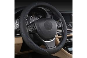 coofig Funda Volante Coche Universal Transpirable Antideslizante de 15 Pulgadas de PU Cuero,Cubre Volante Coche Compatible con Car Truck SUV (Negro Azul-4)