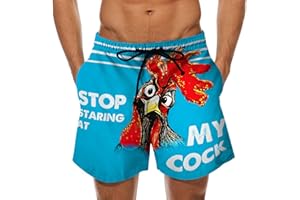 GENERIC Stop Staring at My Cock Shorts Funny Rooster Pattern Summer Bottom Spoof Digital Printing Shorts