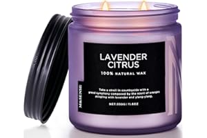 M&SENSE Świece zapachowe z 2 knotami, 330 g, 70 godzin palenia, świece sojowe do aromaterapii i relaksu, prezent dla mamy, przyjaciół, duża świeca zapachowa do spa, łazienki, jogi, lawenda i cytrusy