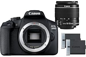 Canon EOS 2000D + EF-S 18-55mm F3.5-5.6 IS II Lens + Spare Battery - Easy-to-use DSLR Camera with a Versatile Lens and a Spare Battery, Ideal for Portraits and Landscape - Amazon Exclusive