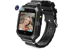 SHOWYLIVE Mingfuxin 4G Kids Smart Watch for Boys Girls, Waterproof Smartwatch Phone with GPS Tracker WiFi Video Phone Call SOS Camera Pedometer Wristwatch for Children 3-14 Birthday (Black)