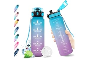 KollyKolla Borraccia Motivazionale 500ml/1L/1.5L, Borraccia Sportiva con Indicazione del Tempo, Bottiglia acqua Senza BPA, a Prova di Perdite, Borracce per Bambini, Adulto, Palestra, Lavoro, Scuola