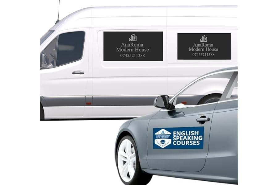 SelfHold 2x Custom Magnetic Signs For Vans, Cars, Taxi - Personalised Magnetic Car Vehicle Signs | Vehicle Premium Grade 0.9mm Thick (1250mm x 300mm)