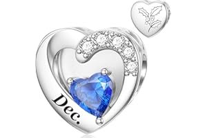 SEVENWELL Birsthtone Charms for Charm Bracelet 925 Sterling Silver Month Flower Birthday Bead Charm