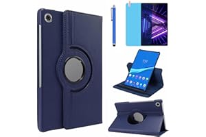 R.SHENGTE Custodia per Lenovo Tab M10 Plus 10.3 Inch 2020 (TB-X606F TB-X606X) - Rotazione di 360 gradi Custodia protettiva completa per supporto,Con Penna Stilo, Pellicola Per Schermo (Deep Blue)