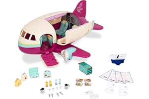 Li'l Woodzeez – 5-Seater Honeysuckle Airplane Playset with 35 Accessories for Pretend Play, Miniature Animal Figures & Travel Toys for 3+ Years