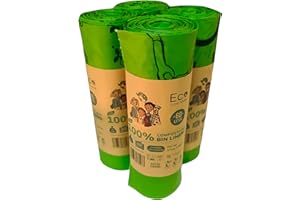 ECOGREENLIVING Compostable Bags - 60 Litre Bin Liners Without the Waste, Compost Friendly Bags, No Plastic Recycling Bags for Large Kitchen Bin, 4 Rolls of 10 Bags by Eco Green Living (40)
