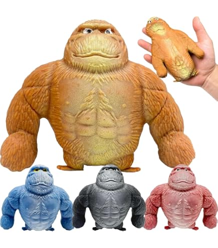 Gorillafiguur om stress te verminderen, latex aap gorillaspeelgoed, anti-angst prikkelbaarheid, zacht knijpspeelgoed, geschikt voor vrije tijd, entertainment, stressvermindering (bruin