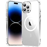 Ehr. iPhone 14 Pro Uyumlu Kamera Korumalı Magsafe Wireless Şarj &Ouml;zellikli Sert Sararmaz Kristal Şeffaf Kılıf (Şeffaf, iPhone 