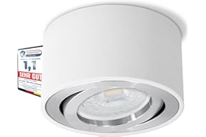 SSC-LUXon CELI-1W - Lampada da incasso a LED rotonda, faretto piatto orientabile, con LED FourSTEP da 5 W, luce bianca neutra, dimmerabile, senza dimmer in 4 livelli