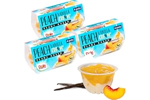 Dole Fruit & Cream Peach & Vanilla 3 x 4 Packs, Healthy Snack Made with Fresh Fruit, No Added Sugar Fruit Bowls, Perfect for Breakfast & Dessert or Adding to Recipes