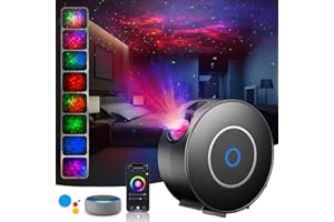 PASUN Galaxy Projector, Star Projector Night Light with Timer Function/Voice Control/APP Control, LED Projector Light with 16 Colors RGB Dimming for Baby Kids Adults Bedroom Room Decor Party Gift (Black)