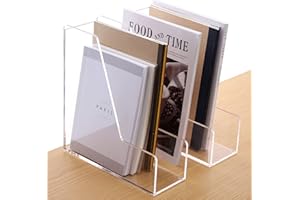 SANRUI Magazine File Holder for Desk, Acrylic File Organiser 2-Pack, Acrylic Desk Organizer for Office, Home, School Book Storage Rack