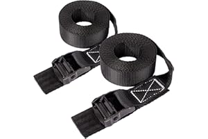 TOONGEEN Tie Down Straps with Strong Buckle, 2 Pcs Heavy Duty Ratchet Luggage Straps Sets, Enlarge 3.8cm x 3 m Tensioning Belts Roof Rack Lashing Straps for Car Vans Motorcycle Bike Cargo (Black)