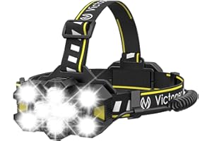 Victoper Lampe Frontale Rechargeable,2025 Améliorée 11 LED 25000 Lumens Lampe Frontale LED 12+2 Modes D'éclairage IPX5 Étanche Commande Gestuelle,Mains Libres, Puissante