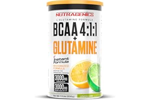 Nutragenics BCAA 4 1 1 + Glutamine - BCAA Glutamine - BCAA Glutamine - BCAA 4 1 1 en poudre et glutamine aromatisée - 500 g (citron vert)