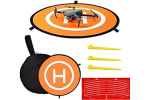 TOKANEIT Portatile Pieghevole Drone Landing Pad, Drone Landing Pad, Piattaforma di Atterraggio per Droni, Adatto per Piccoli Droni, Pieghevole e Portatile, 2 Chiodi a Terra E 1 Borsa per il Trasporto (55cm)