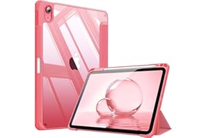 FINTIE Coque pour iPad (A16) 11ème Génération 11 Pouces 2025, iPad 10ème Génération 10.9 Pouces 2022 - [Rangement de Stylet] Coque Transparente Claire, Housse Bord Antichoc, Rose