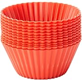 L&eacute;ku&eacute; Red Silicone Muffin Base Molds, Pack of 12