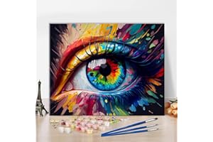 TISHIRON Malowanie według liczb, oko na płótnie, malowanie według liczb, dla dorosłych, kolorowe malowanie, malowanie według liczb, zestawy na płótnie, malowanie według liczb, dla początkujących