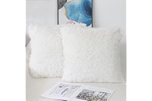 OYIMUA Kremowe poszewki na poduszki 45 x 45 cm, zestaw 2 sztuk ze sztucznego futra, luksusowe, dekoracyjne, miękkie, puszyste, kwadratowe, 45 x 18 cm, zestaw 2 szt., nowoczesny dom wiejski, dekoracja