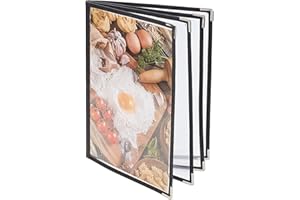 AHANDMAKER 8.27 x 11.69-Zoll-Halter Für Restaurant-Menühüllen, 4 Page 8 Menü-Cover Anzeigen, Transparenter Menüordner, Passend Für Papier Im Format A4, Menübuchhalter Für Hotels Riegel Cafés