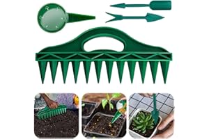 CHENGCKJ Lot de 4 semis à semer avec 12 trous - Distributeur de graines pour la propagation avec main réglable - Tige de repiquage et fourchette de piquage - Outil pour semis de plantes
