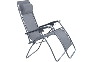 Azuma Zero Gravity Garden Relaxer Chair Recliner with Pillow Sturdy Steel Frame - Dark Grey Marl
