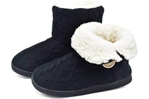 ONCAI Zapatillas De Casa Para Mujer En Invierno Lana Artificial Forrada De Botones En El Lateral, Cómoda y Cálida