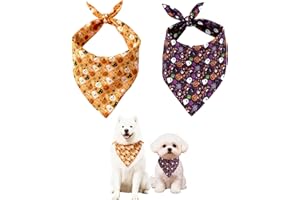 Meriviva 2 Pcs Halloween Dog Bandanas, Halloween Costumes for Dogs, Triangle Scarf Dog Cat Bandana with Ghost Pumpkin Bat Pattern for Small Medium Large Dogs Cats (Style C)